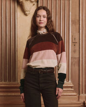 Load image into Gallery viewer, The Great THE PIECED STRIPE VELOUR COLLEGE SWEATSHIRT.