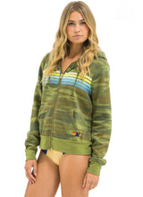 Load image into Gallery viewer, Aviator Nation 5 STRIPE HOODIE - CAMO // LIME AQUA