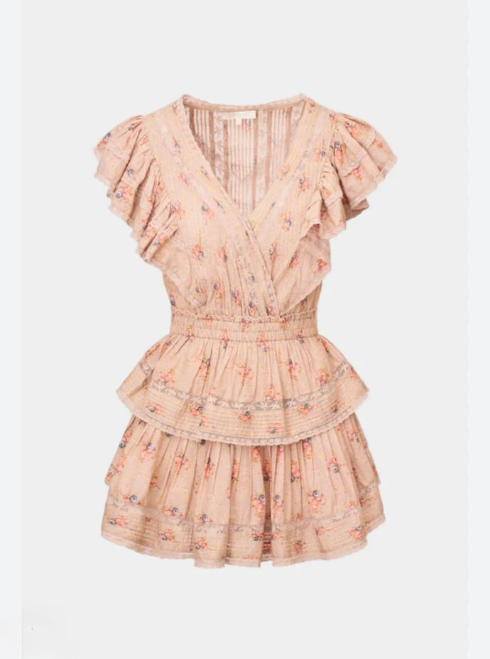 LoveShackFancy Gwen Lace Trim Mini Dress