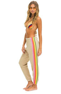 Aviator Nation 5 STRIPE SWEATPANTS - SAND // PINK // GREEN