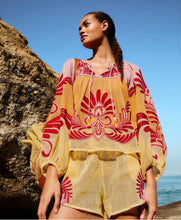 Load image into Gallery viewer, Farm Rio Soft Yellow Arabesc Blouse