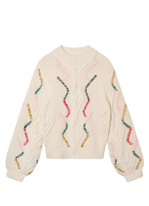 Jumper 1234 Overstitch Cable Turtleneck Sweater