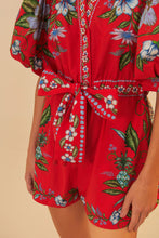 Load image into Gallery viewer, Farm Rio Sweet Bloom Bouquet Red Romper