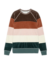 Load image into Gallery viewer, The Great THE PIECED STRIPE VELOUR COLLEGE SWEATSHIRT.