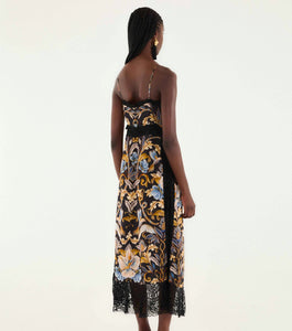 Farm Rio Black Flowerful Garden Midi Dress