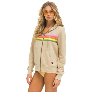 Aviator Nation 5 STRIPE HOODIE - SAND // PINK // GREEN