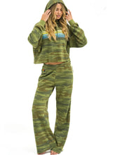 Load image into Gallery viewer, Aviator Nation 5 STRIPE WIDE LEG POCKET SWEATPANTS - CAMO // LIME // AQUA