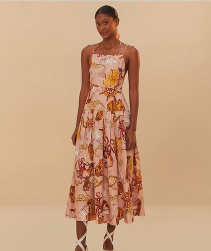 Farm Rio Pink Nautical Wonder Lenzing™ Ecovero™ Euroflax™ Maxi Dress