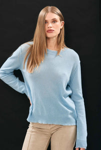 Jumper 1234 Cashmere Distressed Crew in Blue