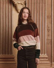 Load image into Gallery viewer, The Great THE PIECED STRIPE VELOUR COLLEGE SWEATSHIRT.