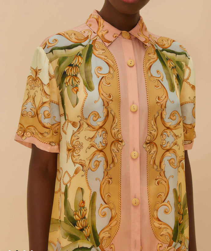 Farm Rio Multicolor Banana Royalty Kaleidoscope Shirt