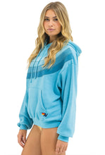 Load image into Gallery viewer, Aviator Nation WAVE STRIPE 4 PULLOVER HOODIE RELAXED Aqua