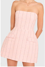 Load image into Gallery viewer, Amanda Uprichard STRAPLESS BETHANY ROMPER IN CHARLOTTE TWEED in Mochi