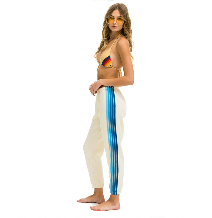 Aviator Nation 5 STRIPE SWEATPANTS - VINTAGE WHITE // BLUE