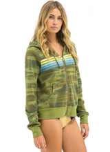 Load image into Gallery viewer, Aviator Nation 5 STRIPE HOODIE - CAMO // LIME AQUA