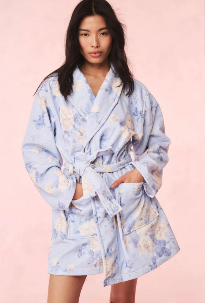 LoveShackFancy Indie Cotton Bath Robe Whisper Blue