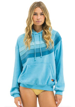 Load image into Gallery viewer, Aviator Nation WAVE STRIPE 4 PULLOVER HOODIE RELAXED Aqua