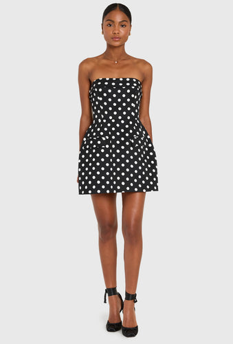 Amanda Uprichard LUCIENNE SKORT ROMPER IN POLKA DOT
