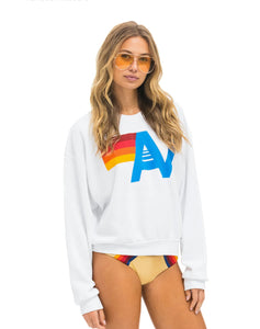 Aviator Nation LOGO RELAXED CREW SWEATSHIRT - WHITE