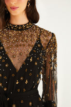 Load image into Gallery viewer, Farm Rio Embroidered Tulle Black Mini Dress