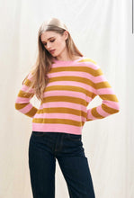 Load image into Gallery viewer, Jumper 1234 Cashmere Stripe Crew in Candy and Mustard