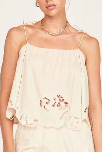 Mirth GOA CUTWORK TANK IN PARCHMENT