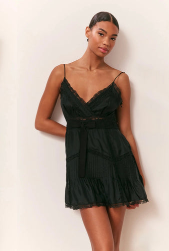 LoveShackFancy Sibelle Silk Ribbon Mini Dress