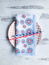 Load image into Gallery viewer, August Table - Aster Napkins - Set of 4 in Blue and Red