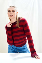 Load image into Gallery viewer, Jumper 1234 Cashmere Stripe Crew in Burgundy and Red