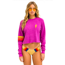 Load image into Gallery viewer, Aviator Nation BOLT RUGBY STITCH CROPPED CREW SWEATSHIRT