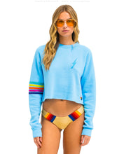 Load image into Gallery viewer, Aviator Nation BOLT RUGBY STITCH CROPPED CREW SWEATSHIRT