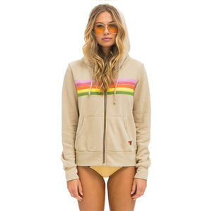 Aviator Nation 5 STRIPE HOODIE - SAND // PINK // GREEN