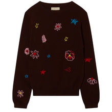 Load image into Gallery viewer, Jumper 1234 Cashmere Floral Tribute Crew in Dark Brown