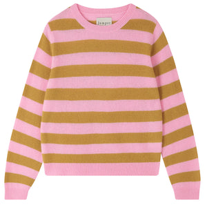 Jumper 1234 Cashmere Stripe Crew in Candy and Mustard