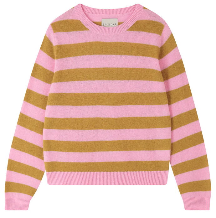 Jumper 1234 Cashmere Stripe Crew in Candy and Mustard