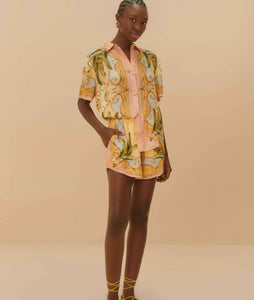 Farm Rio Multicolor Banana Royalty Kaleidoscope Shirt