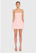 Load image into Gallery viewer, Amanda Uprichard STRAPLESS BETHANY ROMPER IN CHARLOTTE TWEED in Mochi