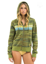 Load image into Gallery viewer, Aviator Nation 5 STRIPE HOODIE - CAMO // LIME AQUA