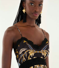 Load image into Gallery viewer, Farm Rio Black Flowerful Garden Midi Dress