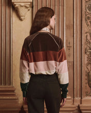 Load image into Gallery viewer, The Great THE PIECED STRIPE VELOUR COLLEGE SWEATSHIRT.