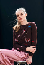Load image into Gallery viewer, Jumper 1234 Cashmere Floral Tribute Crew in Dark Brown