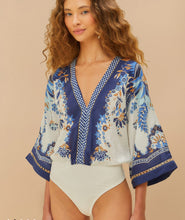 Load image into Gallery viewer, Farm Rio Off-White Ana Tapestry Kimono Bodysuit