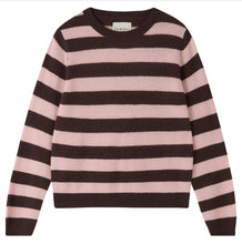 Load image into Gallery viewer, Jumper 1234 Cashmere Stripe Crew in Dark Brown and Pale Pink