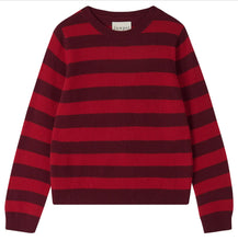Load image into Gallery viewer, Jumper 1234 Cashmere Stripe Crew in Burgundy and Red