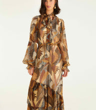 Load image into Gallery viewer, Farm Rio Cream Dotted Macaws Long Sleeve Maxi Dress