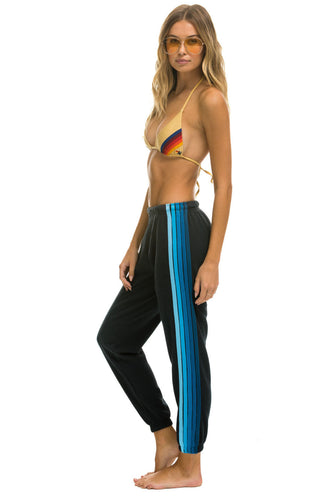 Aviator Nation 5 STRIPE SWEATPANTS - CHARCOAL // BLUE