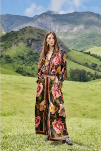 Farm Rio Chenille Black Flowers Shirt