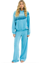 Load image into Gallery viewer, Aviator Nation WAVE STRIPE 4 PULLOVER HOODIE RELAXED Aqua