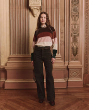 Load image into Gallery viewer, The Great THE PIECED STRIPE VELOUR COLLEGE SWEATSHIRT.