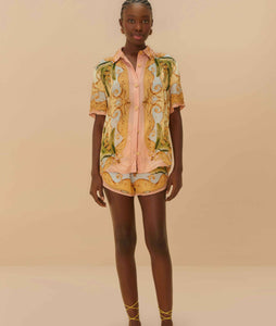 Farm Rio Multicolor Banana Royalty Kaleidoscope Shirt